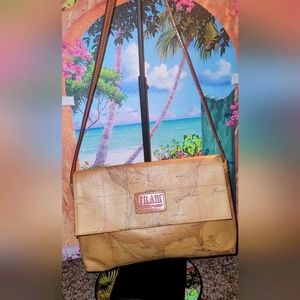 🔥EUC ALVIERO MARTINI 1A CLASSE  GEO PRINT WORLD MAP SHOULDER BAG VINTAGE 🔥✨️